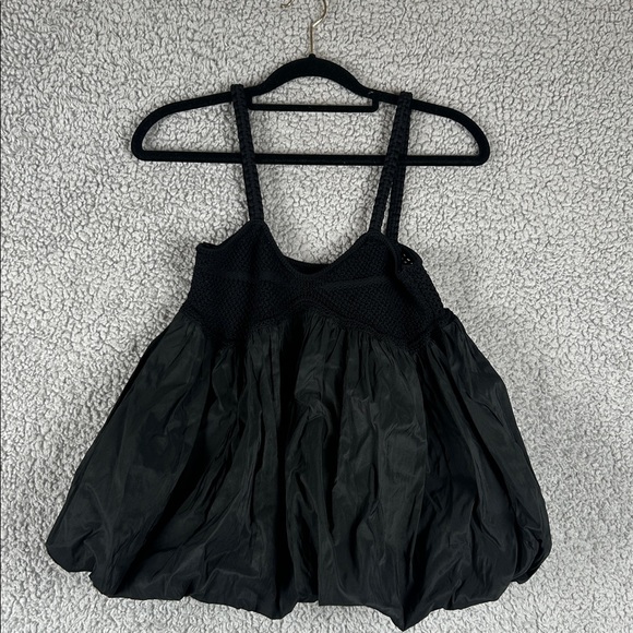 Anthropologie Bubble Crochet Crop Relaxed Black Tank Top Women’s Size XSP - Picture 3 of 16